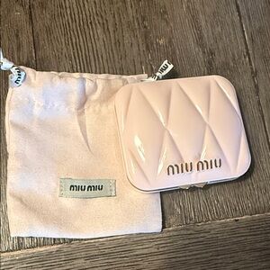 Miu Miu Pale Pink Quilted Patent Compact Mirror